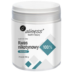 KWAS NIKOTYNOWY 100% Flush Effect 100g  ALINESS Witamina B3 Niacyna w Proszku